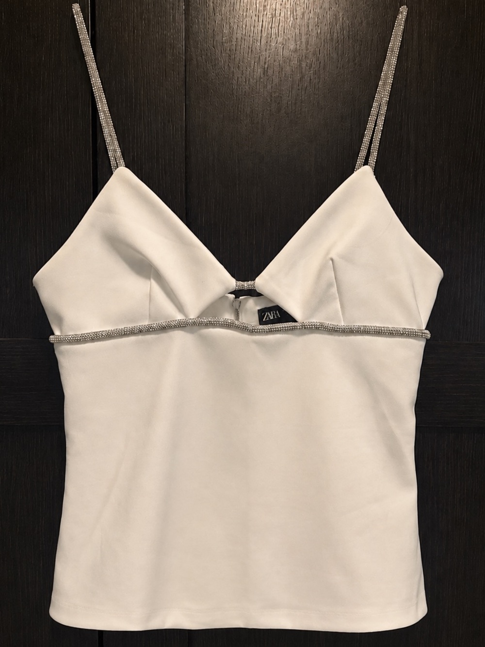 Zara White Rhinestone Strap Top